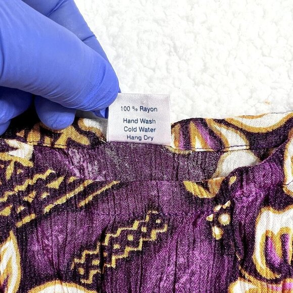 Island X Hawaii Womens S Gauze Cami Purple Hibiscus Tropical Luau Top Vacation - Picture 8 of 9